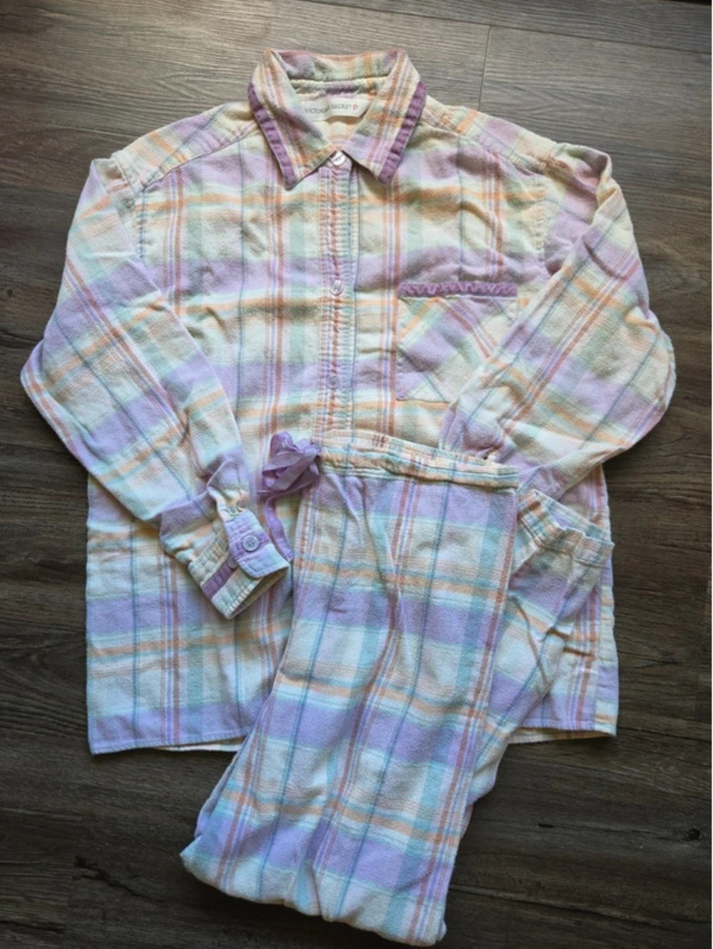 Vintage victorias secret purple plaid pajama set size m